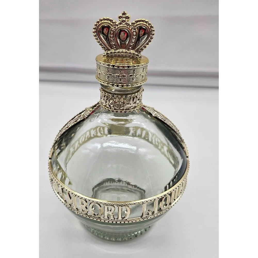 Chambord Liqueur‎ Royale de France Empty 375ml Bottle Gold Crown Filigree